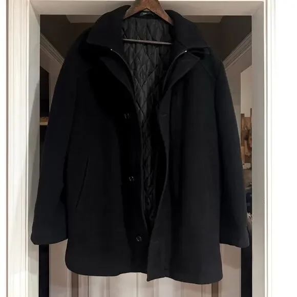 LAUREN RALPH LAUREN Mens Cashmere Blend Black Coat Jacket 44 - Picture 8 of 13